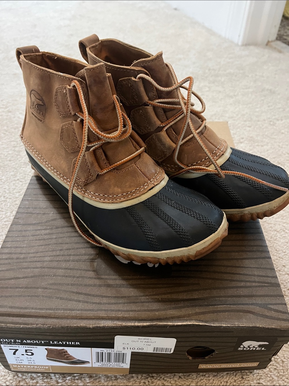Sorel Out N About Leather Brown Rain & Snow Boots